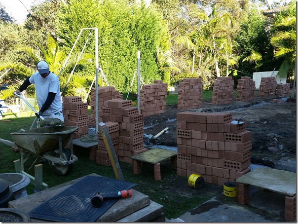 Brickie preparing cement for bricklaying