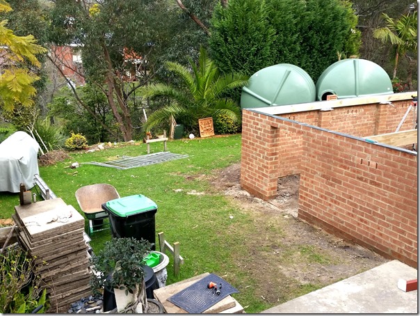 Backyard being used partly for storage