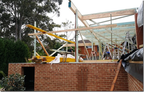 Roof rafters for the new extension – eastern view