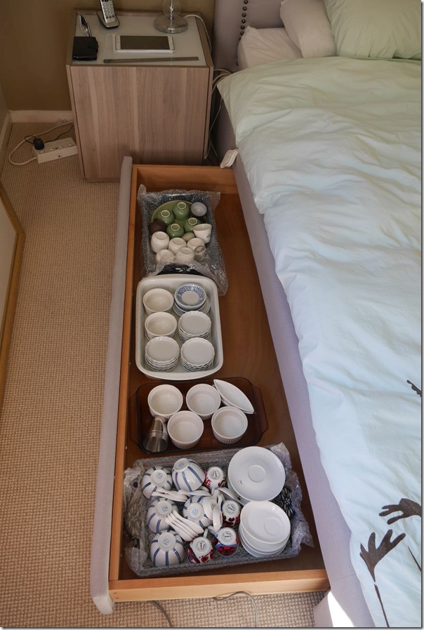 Under-bed storage used for fragile crockery items